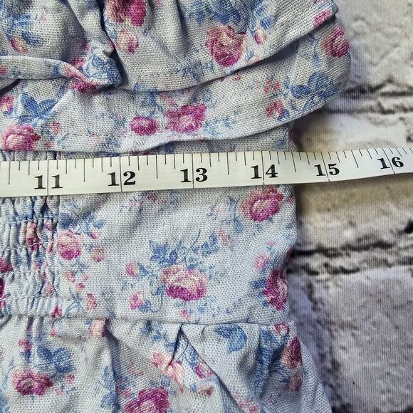 Altar'd State Cassis Light Blue Floral Print Frilly Ruffle Bandeau Crop Top NWT - Picture 9 of 11